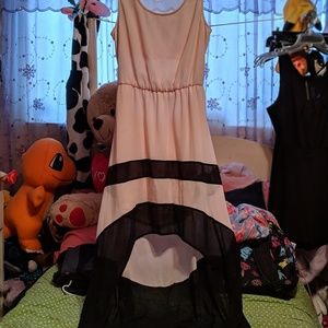 High/Low Pale Pink & Black Dress